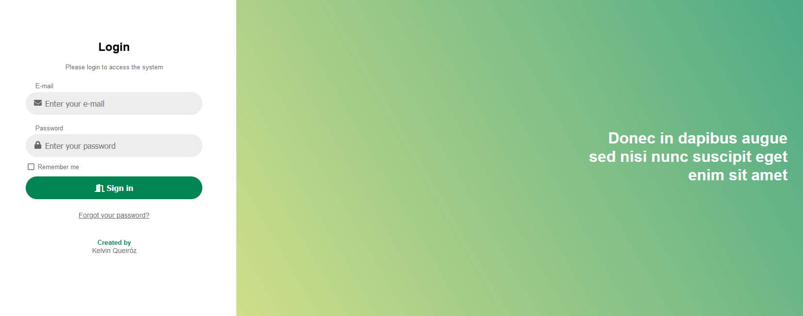 Demo Image: Nice Admin Login Page