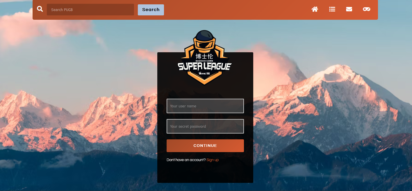 Demo Image: Login page PUBG