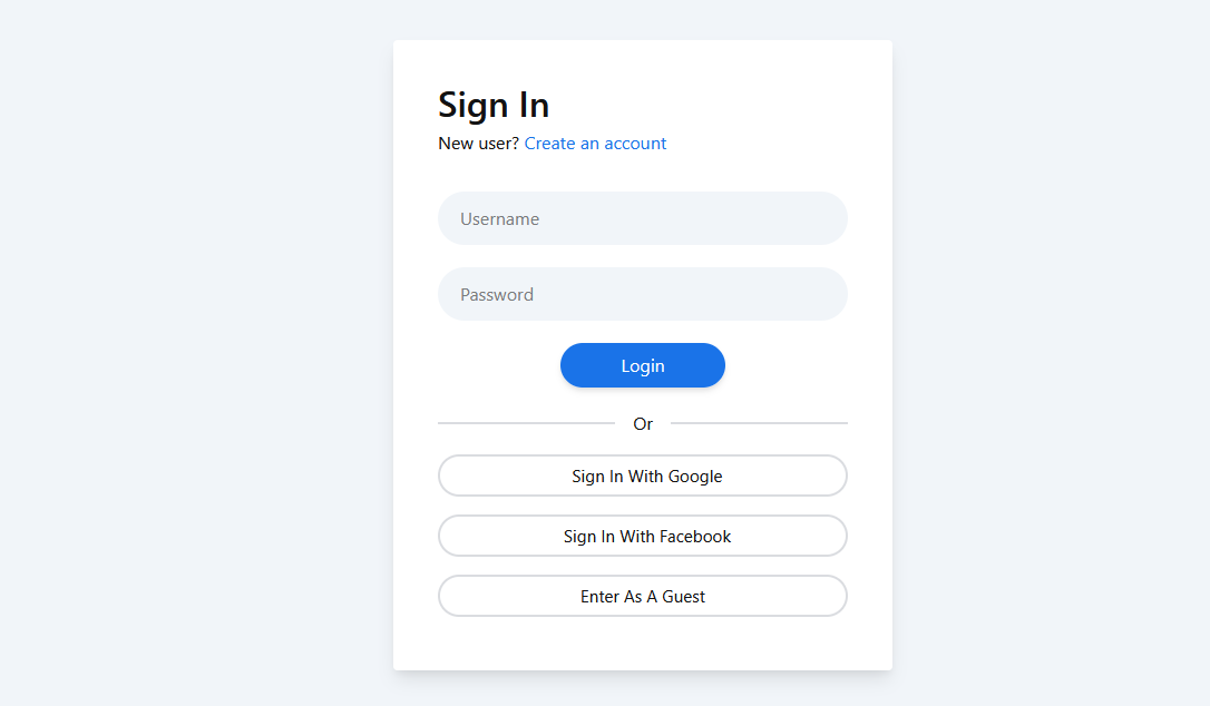 Demo Image: Sign in page