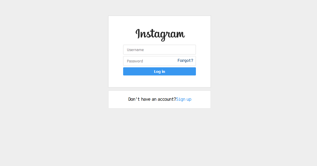 6. Instagram login page