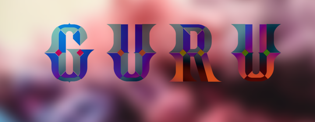Multi-coloured layered blended text effect